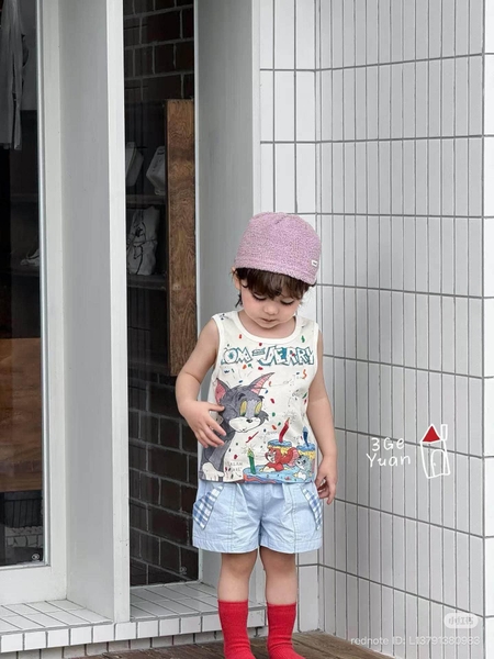 Áo phông sát nách cotton Tom&Jerry màu trắng
