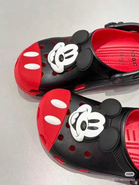 Dép sục crocs MICKEY đỏ đen cho MẸ&BÉ