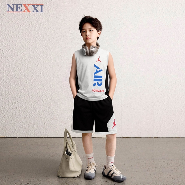 Bộ thun Nexxi sát nách bé trai phối màu Air Jordan 2 màu trắng, xanh