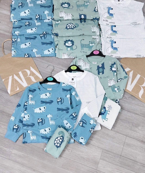 Set 3 bộ Next cotton dài tay animals cho bé trai