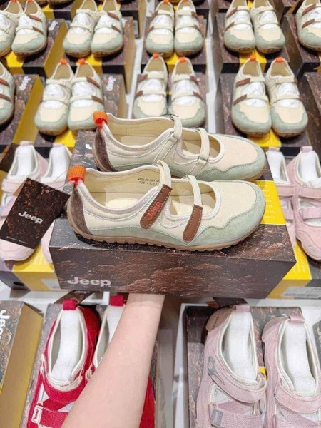 Giày Jeep Mary Jane quai dán kiểu dáng búp bê cho nữ