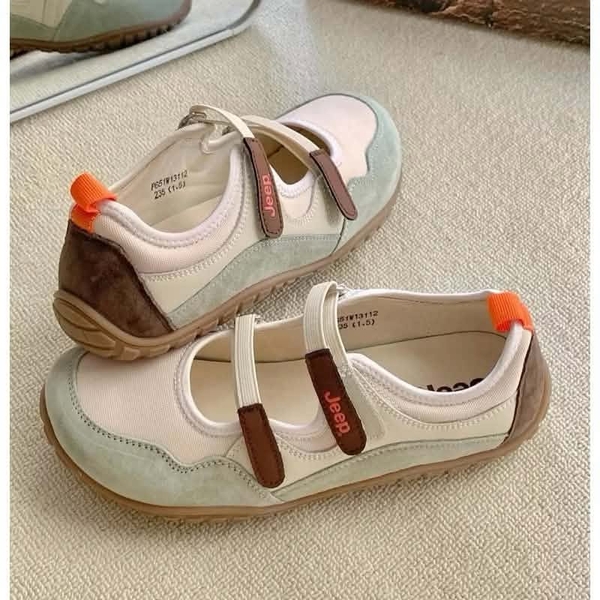Giày Jeep Mary Jane quai dán kiểu dáng búp bê cho nữ