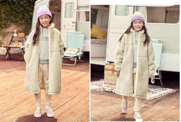 Áo khoác lông bông hãng Topten Kids dáng dài 4 màu: trắng, be, xanh lá, tím