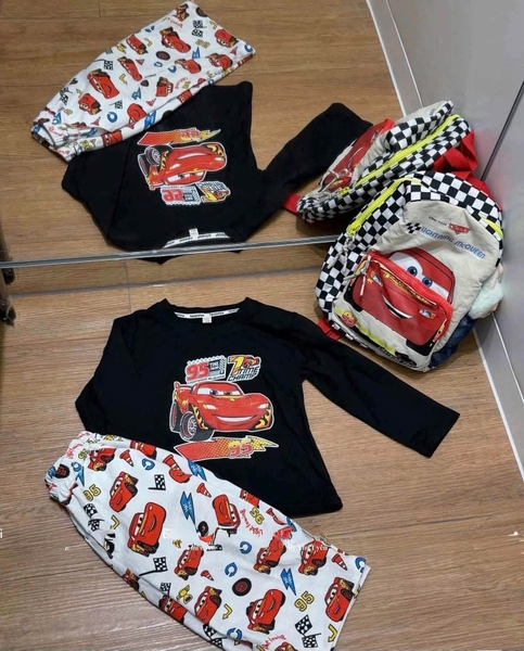 Bộ cotton dài tay MC QUEEN 95 đen trắng cho bé trai