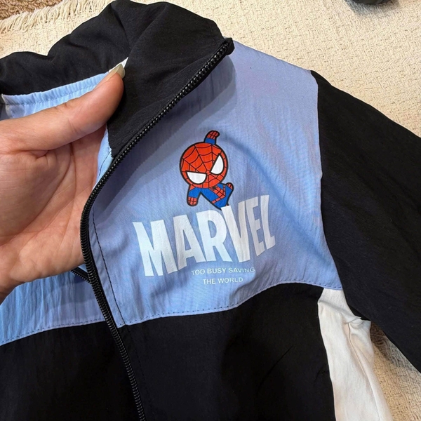 Áo khoác gió Marvel Spiderman xanh phối đen