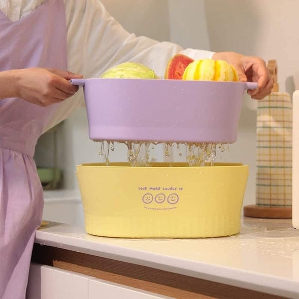 Set 4 món đồ gia đình: 2 rổ, 2 chậu màu tím vàng
