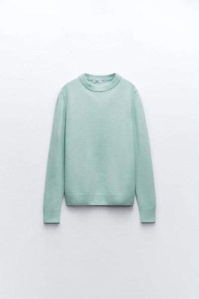 Áo len Zara basic cổ tròn 5 màu hồng, xanh mint, be, ghi đậm, ghi nhạt