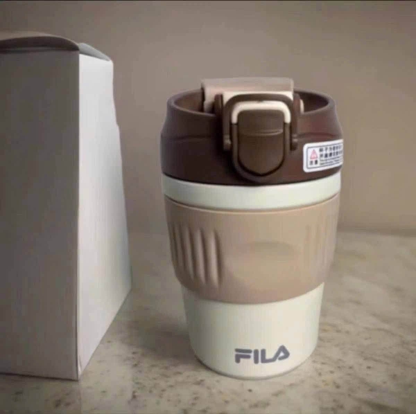 Cốc giữ nhiệt Fila màu be nâu 350ml