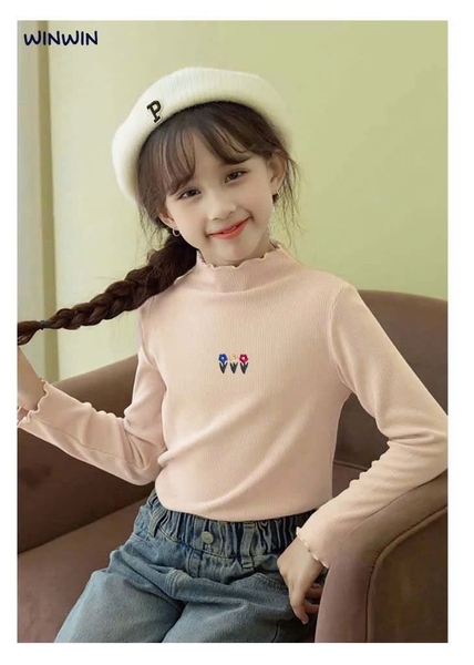 Áo thun tăm cổ viền 3 phân hình bông hoa 3 màu