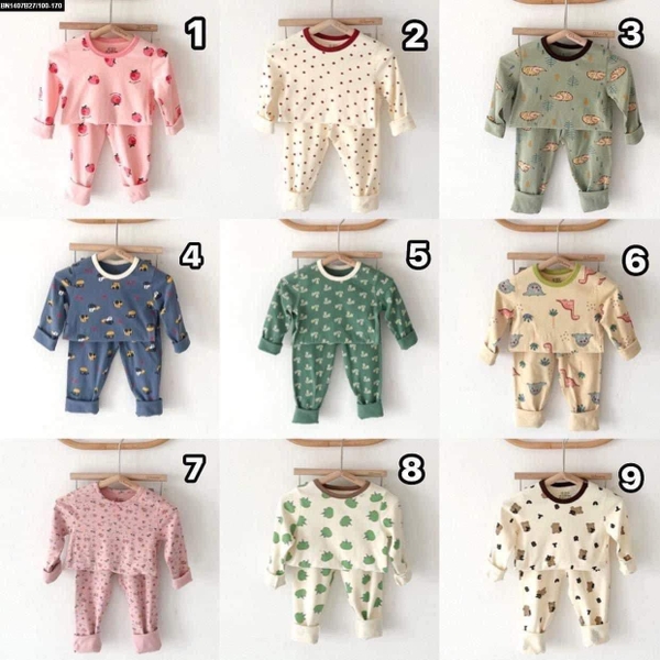 Bộ cotton mặc nhà dài tay 14 mẫu cho bé trai, bé gái