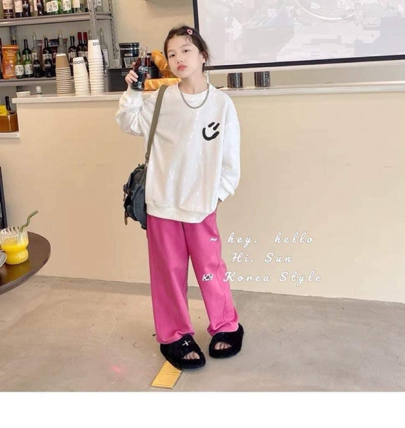 Set 2 quần nỉ da cá dáng suông bé gái Hi.Sun