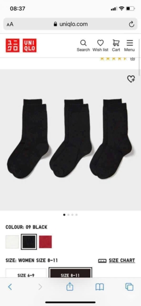 Set 5 đôi tất trơn màu đen, trắng hãng Uniqlo