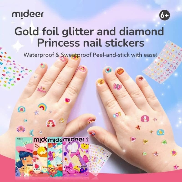 Miếng dán móng tay dạ quang 300+ pcs Mideer Fashion Nail Stickers 3 màu