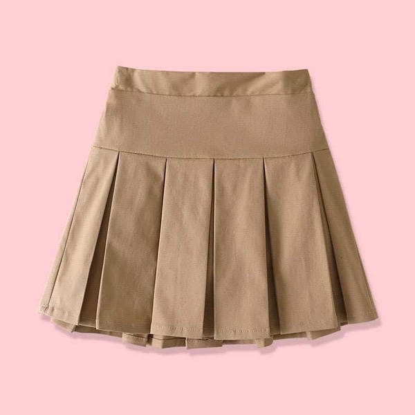 Chân váy kaki xếp ly bé gái 3 màu: xanh navy; nâu; đen size đại