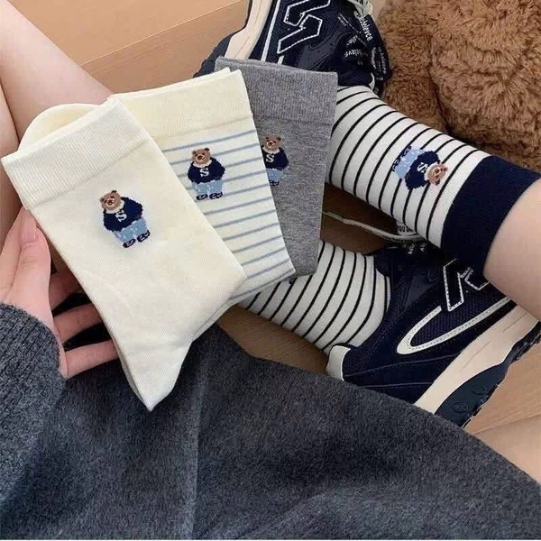 Set 10 đôi tất gấu freesize mix các màu