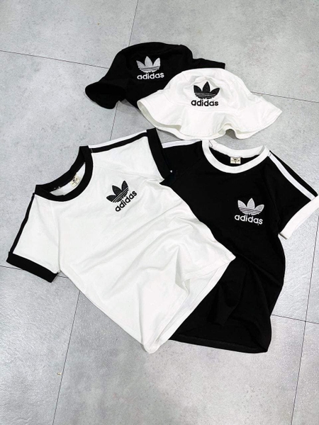 Set váy cotton Adidas kèm mũ bèo cho bé gái 2 màu đen, trắng