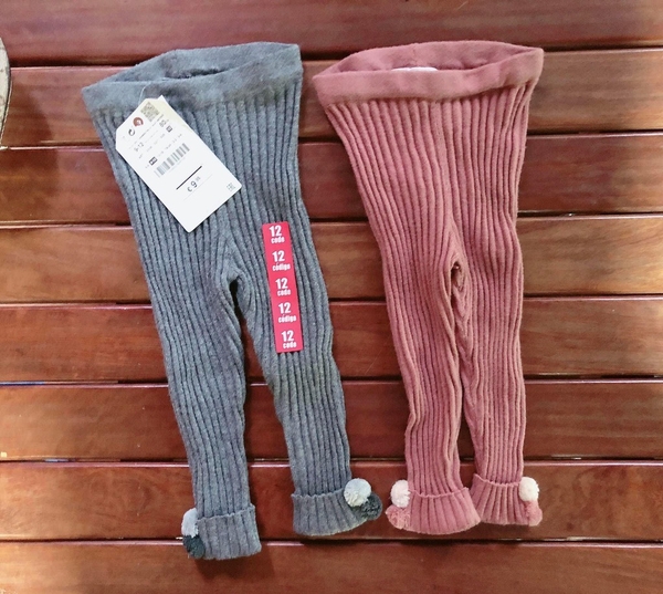 Quần legging len Zara bé gái size nhí 2 màu hồng đất, ghi