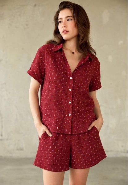 Bộ pyjama cộc tay nữ GUESS 4 màu hoạ tiết hoa