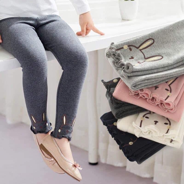Legging cotton thỏ 5 màu đen, trắng, xám, ghi, hồng