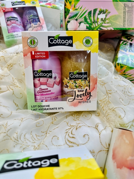 Set 2 chai sữa tắm và tẩy tế bào chết Cottage 250ml made in France