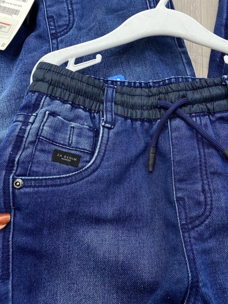 Quần jean jogger Zara bé trai dây rút màu xanh đậm