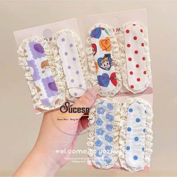 Set 6 miếng dán tóc mái hình dễ thương phối ren