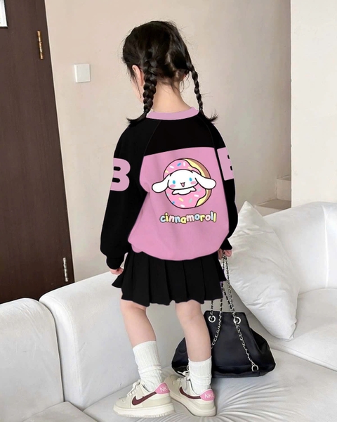 Set áo mẫu Cinnamoroll dài tay số 11 kèm chân váy xếp li Nexxi 2 màu đen và trắng