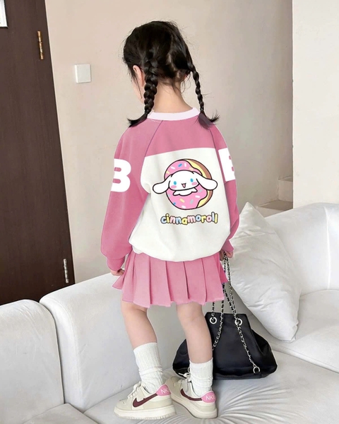 Set áo mẫu Cinnamoroll dài tay số 11 kèm chân váy xếp li Nexxi 2 màu đen và trắng