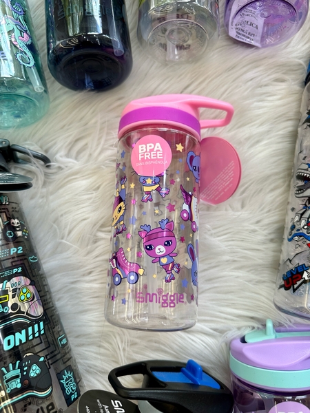 Bình nước nhựa NHỎ 440ml hãng Smiggle có ống hút cho bé nhiều mẫu