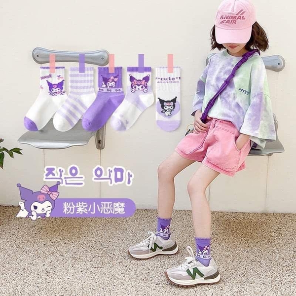 Set 5 đôi tất 5 mẫu Kuromi, Cinnamoroll, My Melody, Lotso