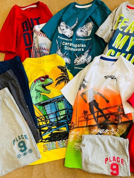 Bộ cotton cộc tay hãng Place bé trai size đại hè 2023