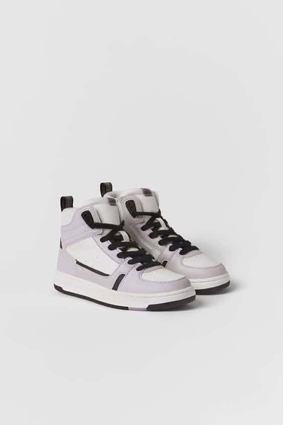 Giày cao cổ ZARA trắng mix tím