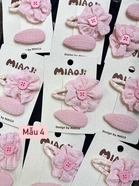 Set 2 kẹp tóc Miaoji tông hồng hoa nhí vintage 10 mẫu
