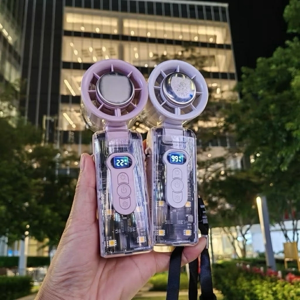 Quạt cầm tay sò lạnh tích hợp đèn FC8 High Speed Folding Cooling Fan 3 màu đen, trắng, hồng 3600mAh