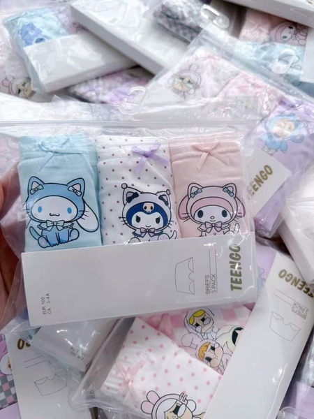 Set 3 quần chip đùi Teengo Kuromi, Cinnamoroll, My Melody bé gái nhiều mẫu