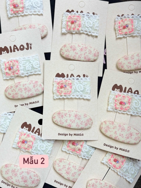 Set 2 kẹp tóc Miaoji tông hồng hoa nhí vintage 10 mẫu
