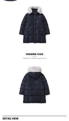 Áo phao Renoma dáng dài mũ lông xanh navy