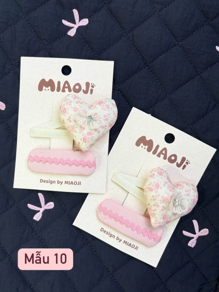 Set 2 kẹp tóc Miaoji tông hồng hoa nhí vintage 10 mẫu