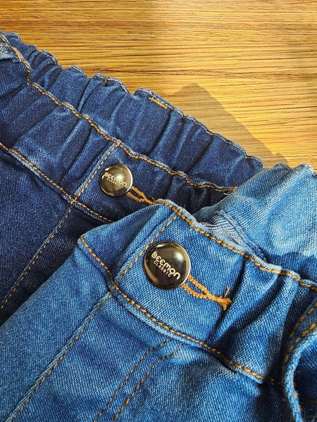 Quần short jean Beemon BT cạp chun 2 màu đậm, nhạt
