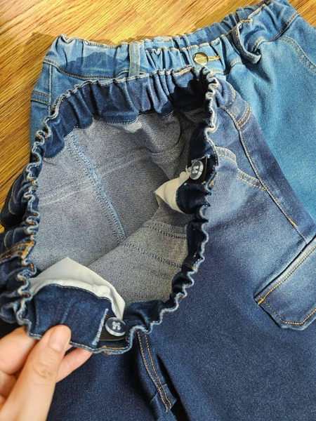 Quần short jean Beemon BT cạp chun 2 màu đậm, nhạt