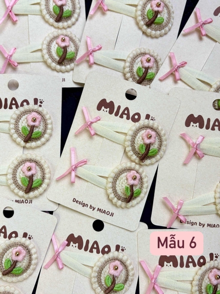 Set 2 kẹp tóc Miaoji tông hồng hoa nhí vintage 10 mẫu