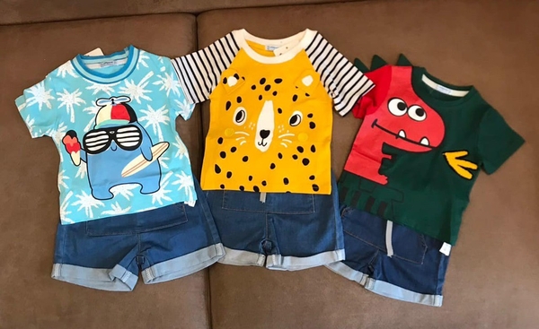 Bộ Mayoral áo cotton cộc tay và quần jean cạp chun dây rút 5 mẫu