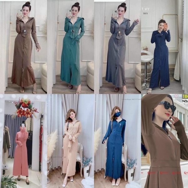 Áo chống nắng toàn thân mẹ kèm khẩu trang 9 màu