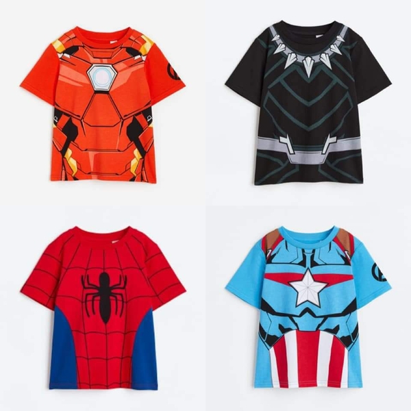 Áo phông cộc tay Marvel H&M bé trai 4 mẫu