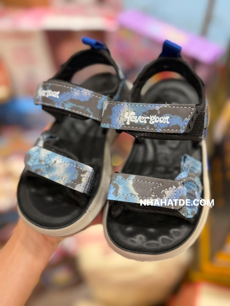 Sandal quai dán rằn ri 2 màu xanh và đen ghi