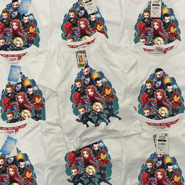 Bộ cotton cộc tay Marvel Comics áo trắng quần đen
