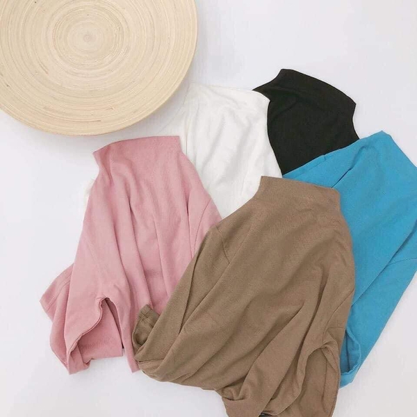 Áo Cotton dài tay cổ 3p 5 màu