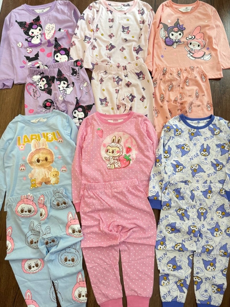Bộ cotton dài tay hãng H&M 6 mẫu Kuromi và Labubu thu đông 2024