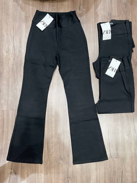 Quần tregging ống loe Zara dư xịn chất đanh màu đen cho nữ
