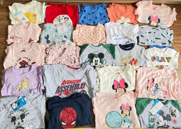 Bộ cotton cộc tay, dài tay thu đông hãng Mo Kids, Zy Disney nhiều mẫu